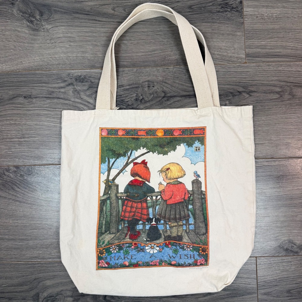 Vintage Mary Engelbreit "Make A Wish" Canvas Tote Bag Stafford Blaine USA Cotton